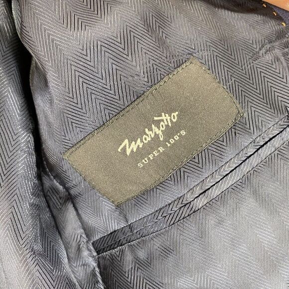 Marzotto Blazer Men 41 Blue Button Up Collared Long Sleeve Wool Lined Regular - Picture 7 of 9